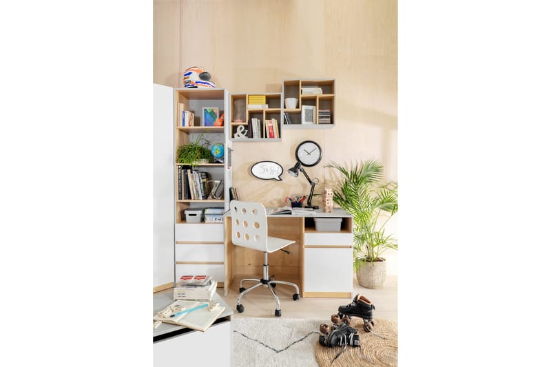 Leokkol Skap 50 cm - Hvit|Tre/natur|Grå - Oppbevaring - Hyller - Bokhylle