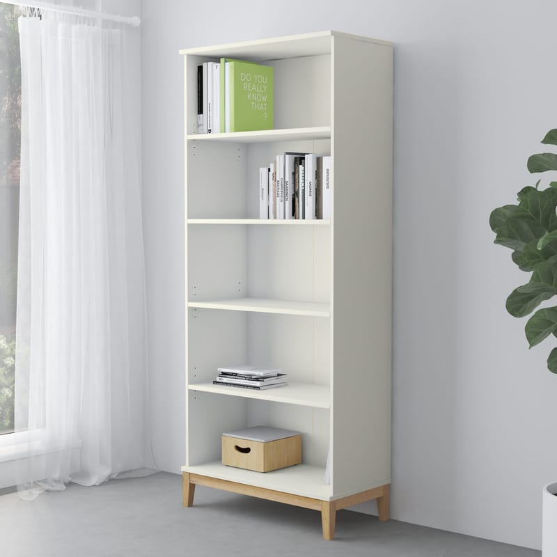 Bokhylle Loft24 Pelle Hvit/Wotan-eik - Hvit/Wotan-eik - Oppbevaring - Hyller - Bokhylle