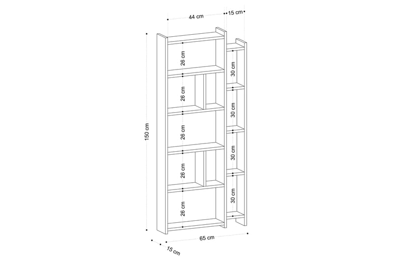 Lonhiene Bokhylle 65x15 cm Hvit - Hanah Home - Oppbevaring - Hyller - Bokhylle