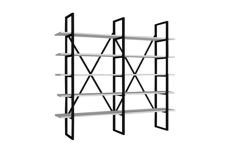 Matoer Bokhylle 126x26 cm 10 Hyller - Hvit / Svart - Oppbevaring - Hyller - Bokhylle