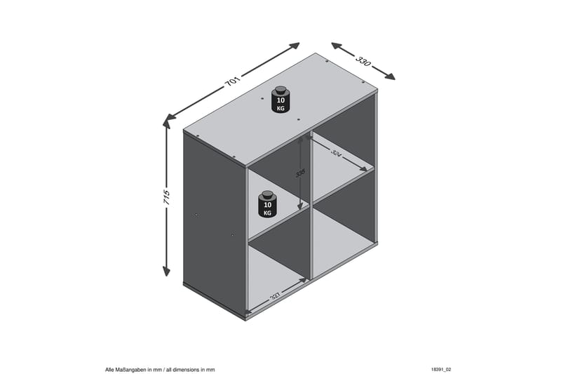 Mega Hylle 70 cm - Hvit - Bokhylle