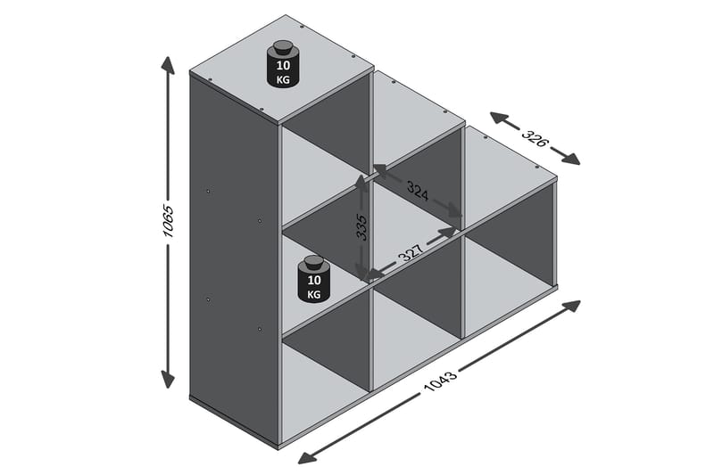 Mega Trappehylle 105 cm - Betong - Oppbevaring - Hyller - Bokhylle