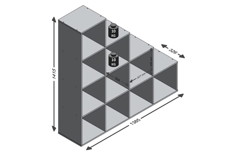 Mega Trappehylle 139 cm - Betong - Oppbevaring - Hyller - Bokhylle