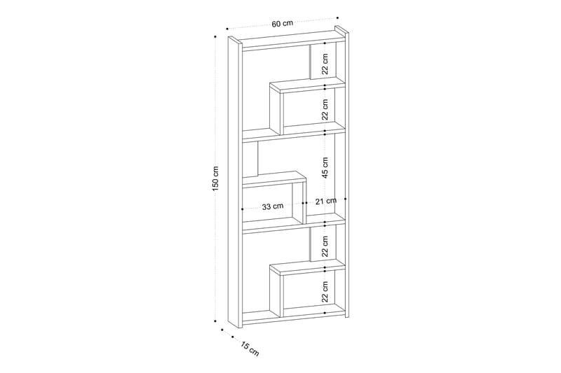 Megg Bokhylle 60x15 cm Brun - Hanah Home - Oppbevaring - Hyller - Bokhylle