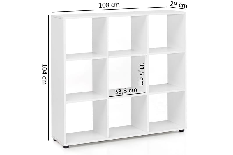 Milahn Bokhylle 108 cm i Malt Tre - Hvit - Oppbevaring - Hyller - Bokhylle