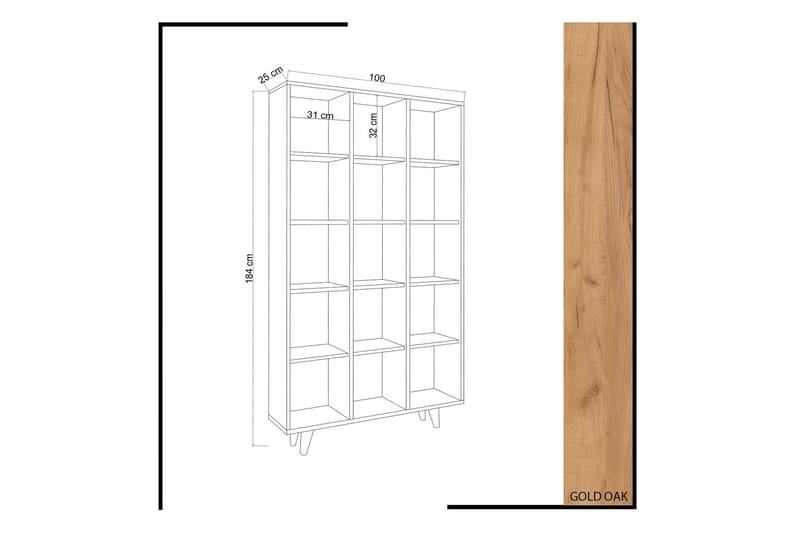 Mod Bokhylle 100 cm i Eik - Brun - Oppbevaring - Hyller - Bokhylle
