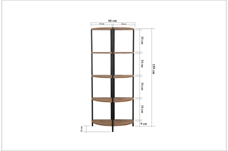 Monaia Bokhylle 66 cm - Brun/Svart - Oppbevaring - Hyller - Bokhylle