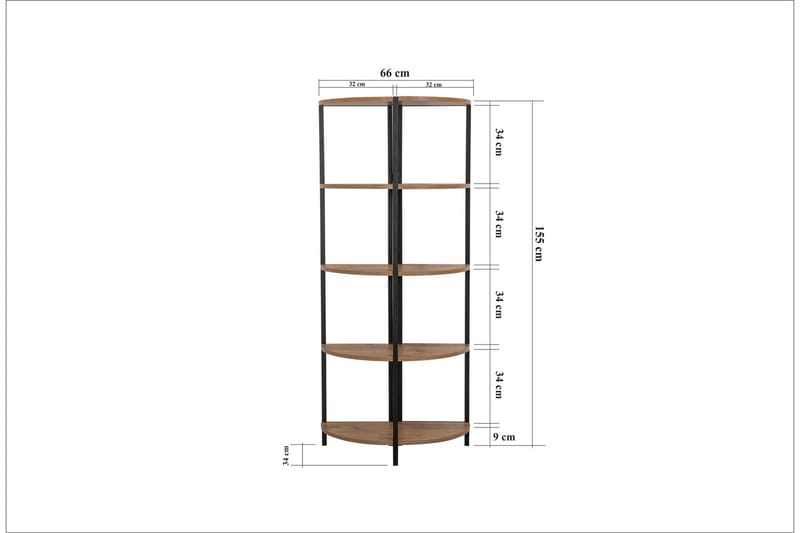 Monaia Bokhylle 66 cm - Brun/Svart - Bokhylle