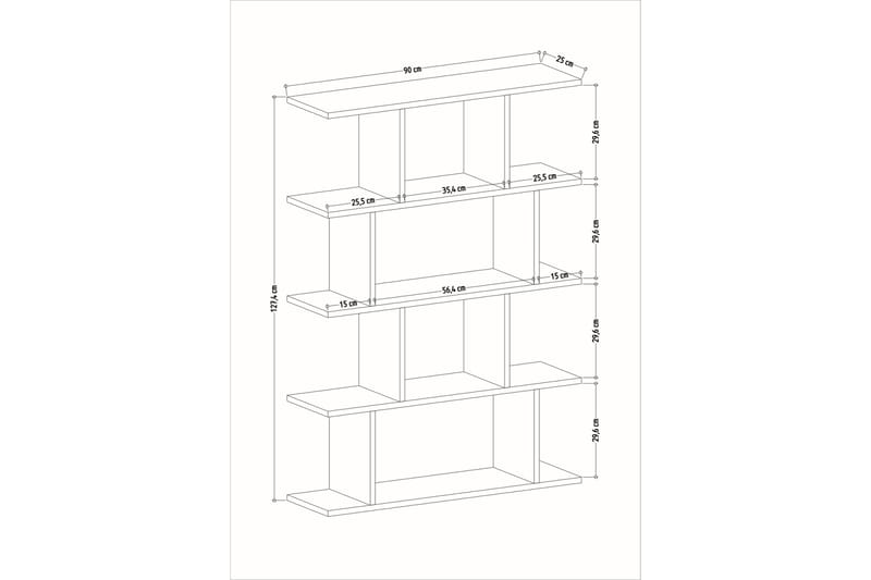 Nachusa Bokhylle 90x25 cm - Hvit - Oppbevaring - Hyller - Bokhylle