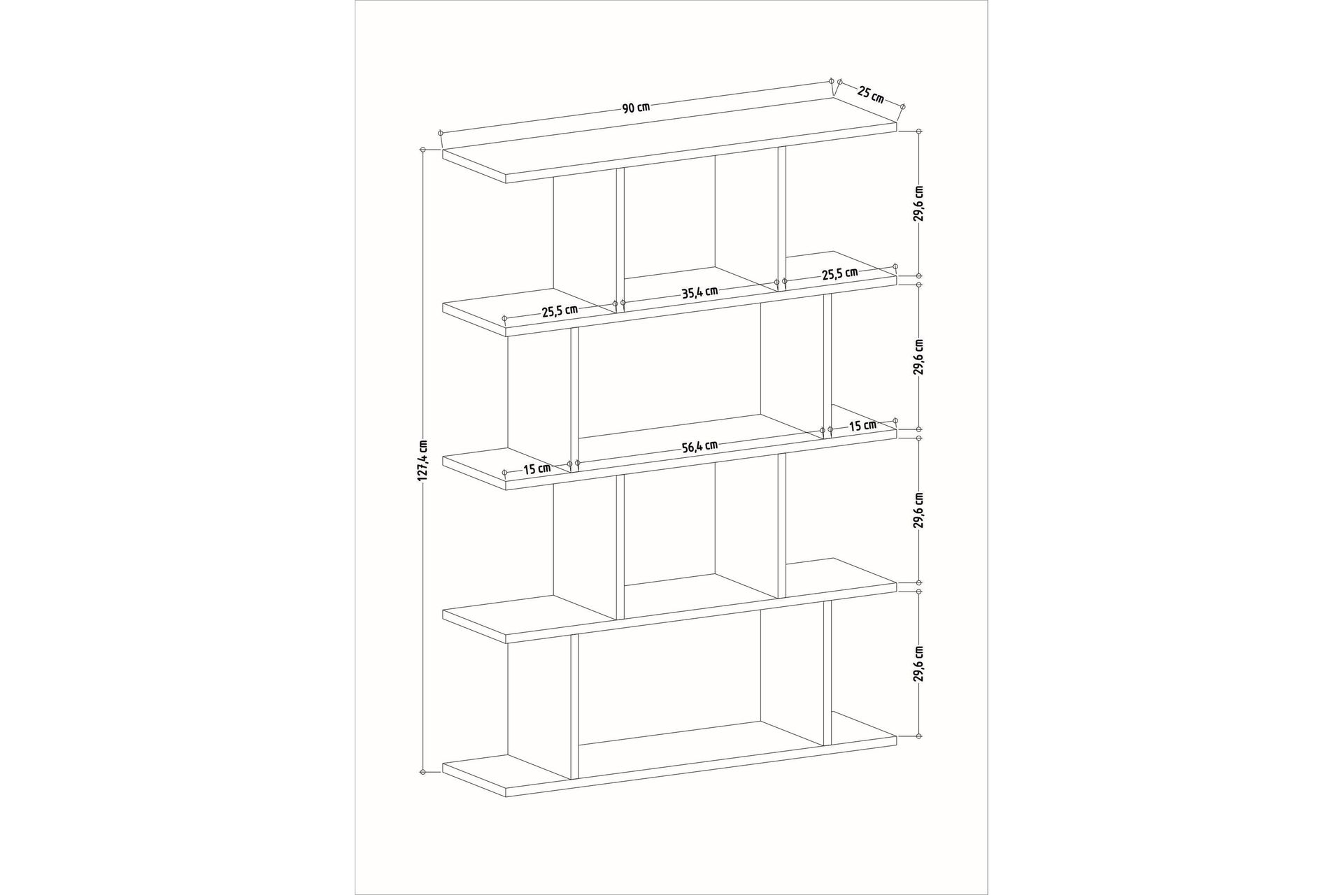 Nachusa Bokhylle 90x25 cm - Hvit/Natur - Oppbevaring - Hyller - Bokhylle