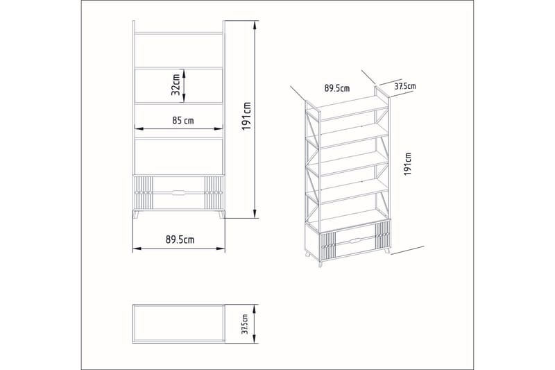 Ocotla Bokhylle 89x35 cm 5 Hyller - Hvit - Oppbevaring - Hyller - Bokhylle