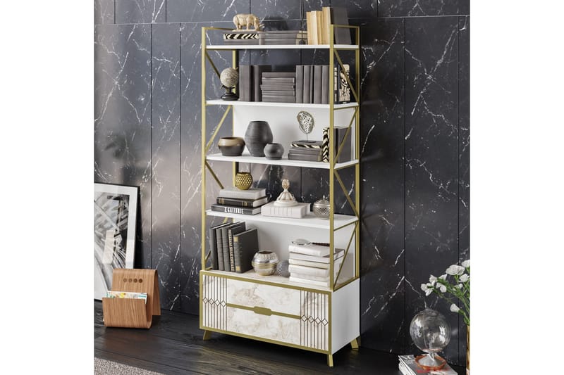 Ocotla Bokhylle 89x35 cm 5 Hyller - Hvit - Oppbevaring - Hyller - Bokhylle