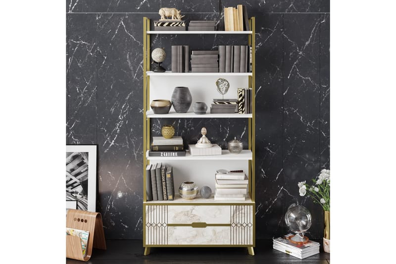 Ocotla Bokhylle 89x35 cm 5 Hyller - Hvit - Oppbevaring - Hyller - Bokhylle