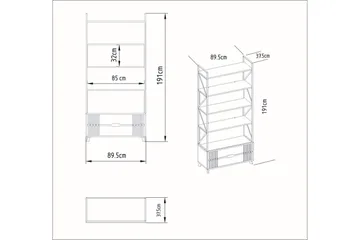Ocotla Bokhylle 89x35 cm 5 Hyller - Hvit - Oppbevaring - Hyller - Bokhylle