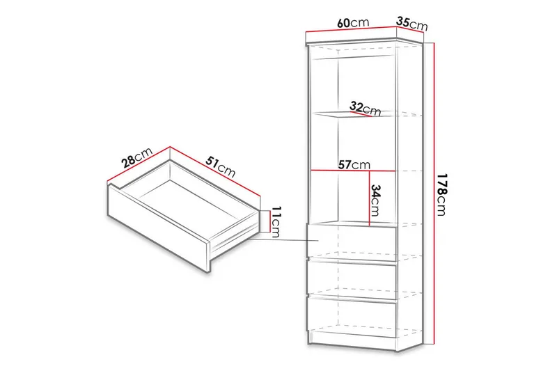 Office Hylle 60x35x180 cm - Oppbevaring - Hyller - Bokhylle