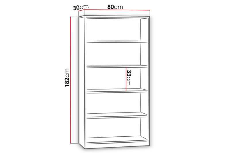 Office Hylle 80x30x182 cm - Oppbevaring - Hyller - Bokhylle