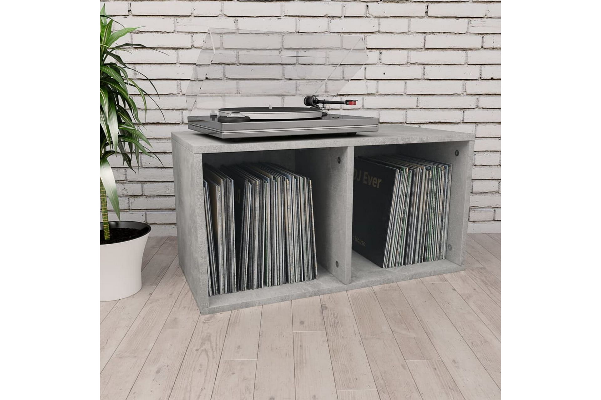 Oppbevaringsboks LP betonggrå 71x34x36 cm sponplate - Grå - Oppbevaring - Hyller - Bokhylle