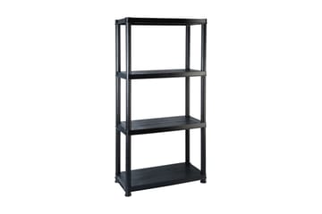 Oppbevaringshylle 4 nivåer svart 61x30,5x130 cm plast - Svart - Oppbevaring - Hyller - Bokhylle
