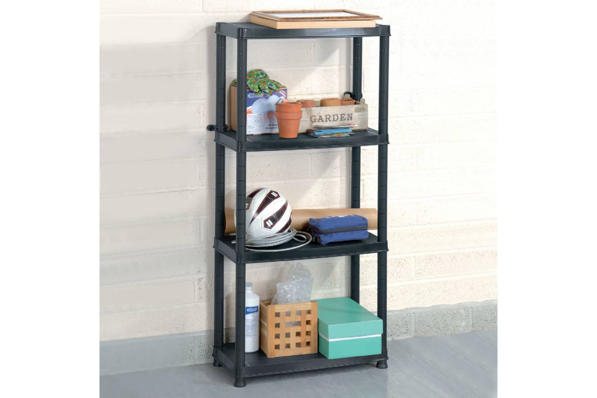 Oppbevaringshylle 4 nivåer svart 61x30,5x130 cm plast - Svart - Oppbevaring - Hyller - Bokhylle