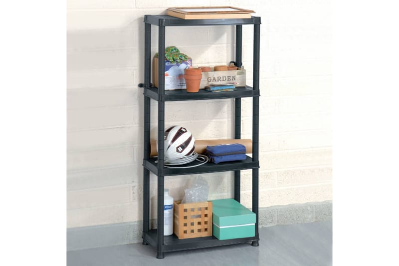 Oppbevaringshylle 4 nivåer svart 61x30,5x130 cm plast - Svart - Oppbevaring - Hyller - Bokhylle