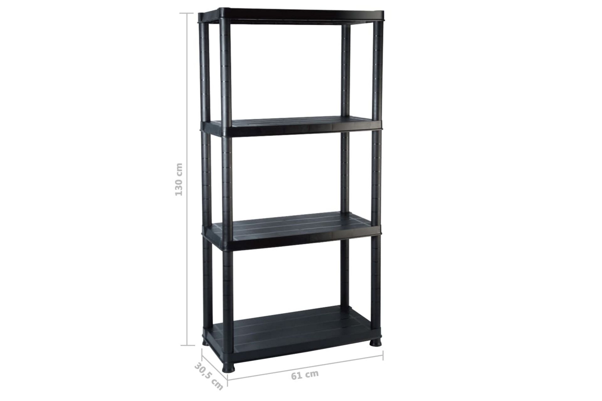 Oppbevaringshylle 4 nivåer svart 61x30,5x130 cm plast - Svart - Oppbevaring - Hyller - Bokhylle