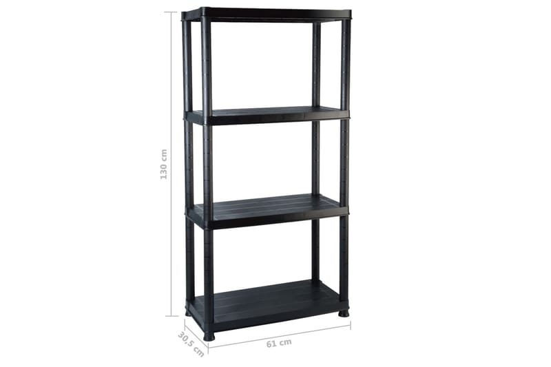 Oppbevaringshylle 4 nivåer svart 61x30,5x130 cm plast - Svart - Oppbevaring - Hyller - Bokhylle