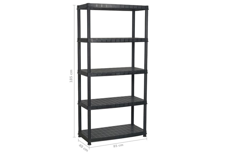 Oppbevaringshylle 5 nivåer svart 85x40x185 cm plast - Svart - Oppbevaring - Hyller - Bokhylle