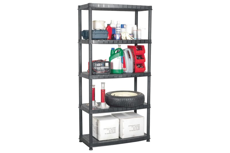 Oppbevaringshylle 5 nivåer svart 91,5x45,7x185 cm plast - Svart - Oppbevaring - Hyller - Bokhylle