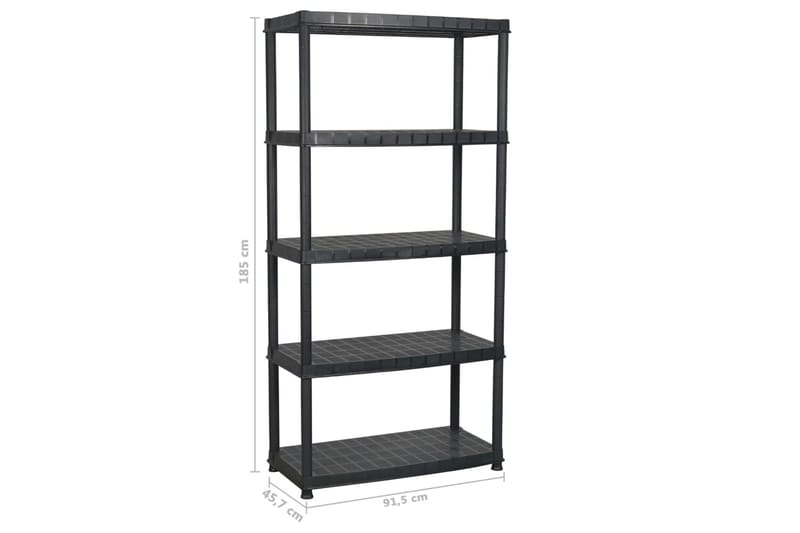 Oppbevaringshylle 5 nivåer svart 91,5x45,7x185 cm plast - Svart - Oppbevaring - Hyller - Bokhylle
