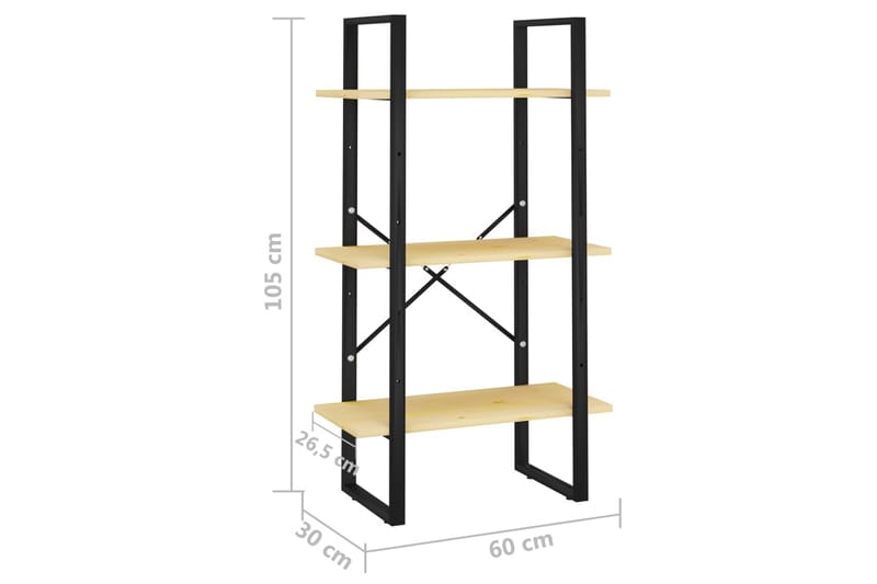 Oppbevaringshylle 60x30x105 cm heltre furu - Brun - Bokhylle