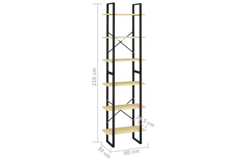 Oppbevaringshylle 60x30x210 cm heltre furu - Brun - Bokhylle