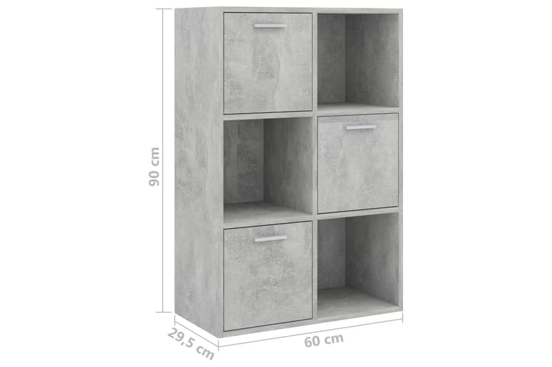Oppbevaringsskap betonggrå 60x29,5x90 cm sponplate - Grå - Oppbevaring - Hyller - Bokhylle
