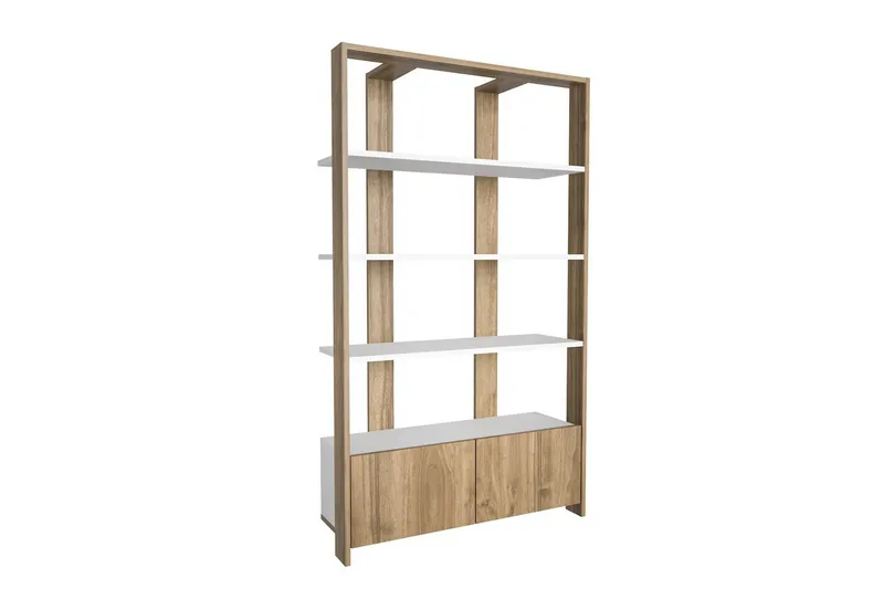 Bokhylle Ossin Hvit / Valnøtt - Hvit / Valnøtt - Oppbevaring - Hyller - Bokhylle