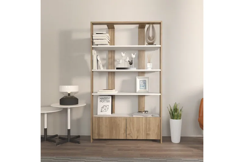 Bokhylle Ossin Hvit / Valnøtt - Hvit / Valnøtt - Oppbevaring - Hyller - Bokhylle