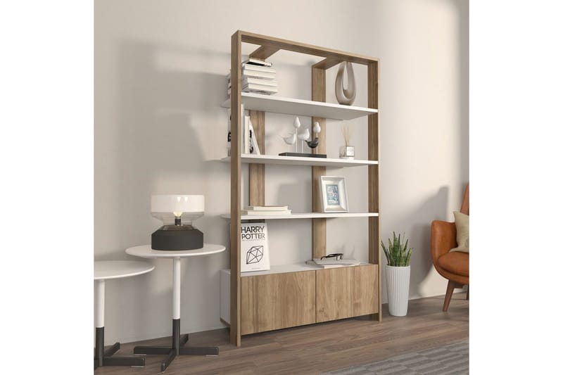 Bokhylle Ossin Hvit / Valnøtt - Hvit / Valnøtt - Oppbevaring - Hyller - Bokhylle