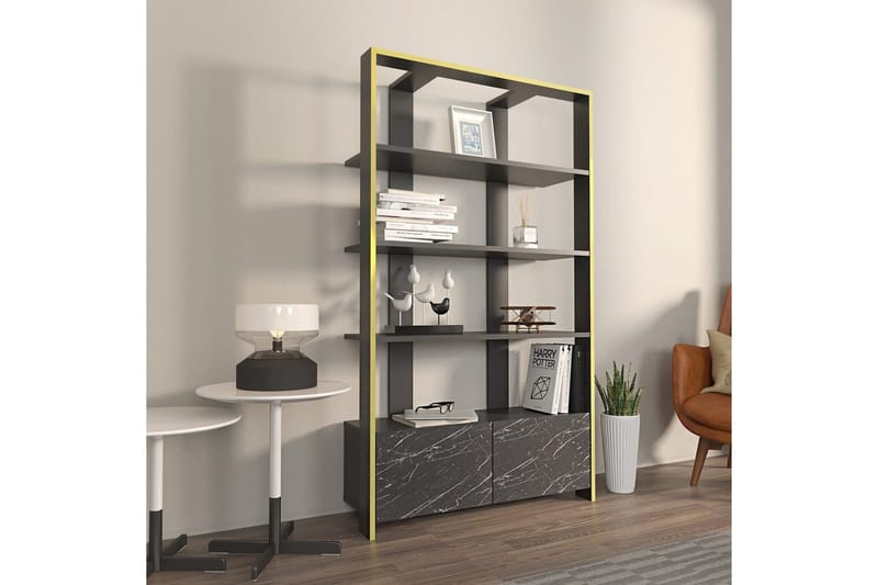 Bokhylle Ossin Svart / Marmor - Svart / Marmor - Oppbevaring - Hyller - Bokhylle