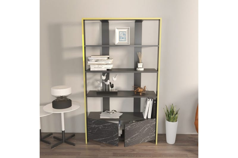 Bokhylle Ossin Svart / Marmor - Svart / Marmor - Oppbevaring - Hyller - Bokhylle