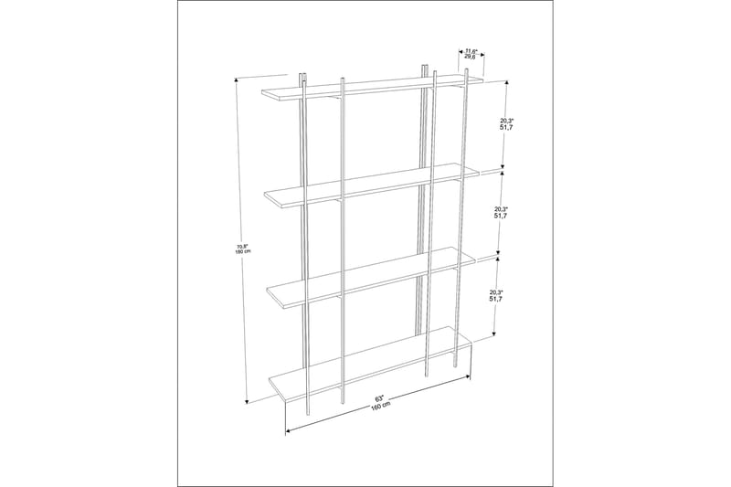 Painesville Bokhylle 160 cm - Svart/Green - Bokhylle