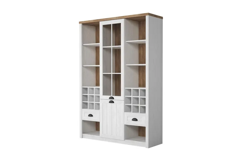 Prowansja Bokhylle 140 cm, Hvit/Tre