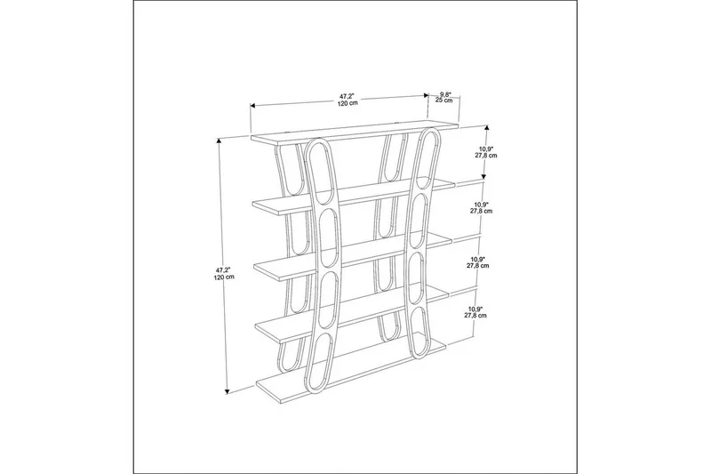 Bokhylle Quenla Hvit / Gull - Hvit / Gull - Oppbevaring - Hyller - Bokhylle