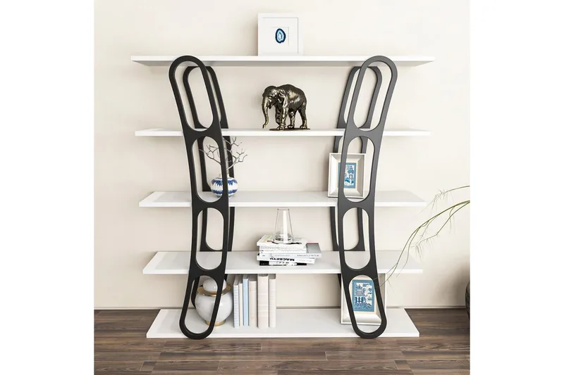 Bokhylle Quenla Hvit / Svart - Hvit / Svart - Oppbevaring - Hyller - Bokhylle