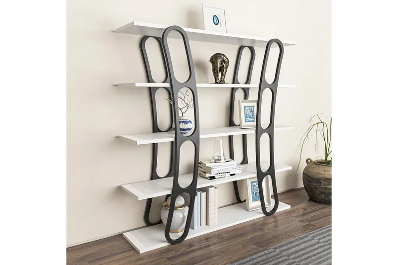 Bokhylle Quenla Hvit / Svart - Hvit / Svart - Oppbevaring - Hyller - Bokhylle