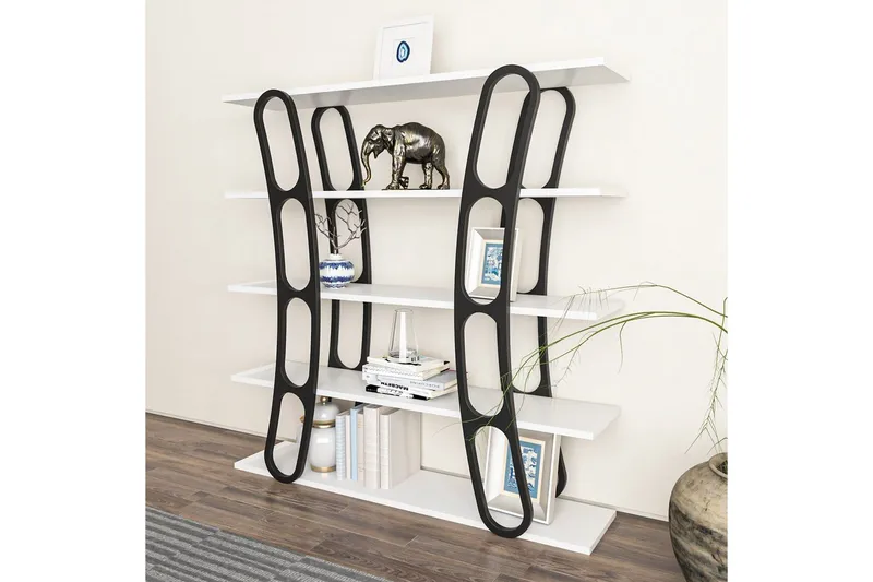 Bokhylle Quenla Hvit / Svart - Hvit / Svart - Oppbevaring - Hyller - Bokhylle