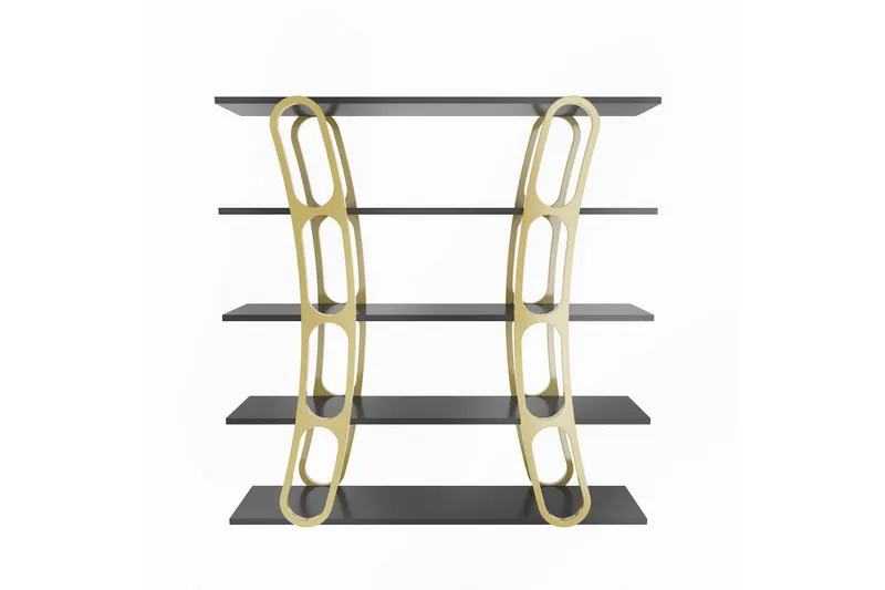 Bokhylle Quenla Svart / Gull - Svart / Gull - Oppbevaring - Hyller - Bokhylle