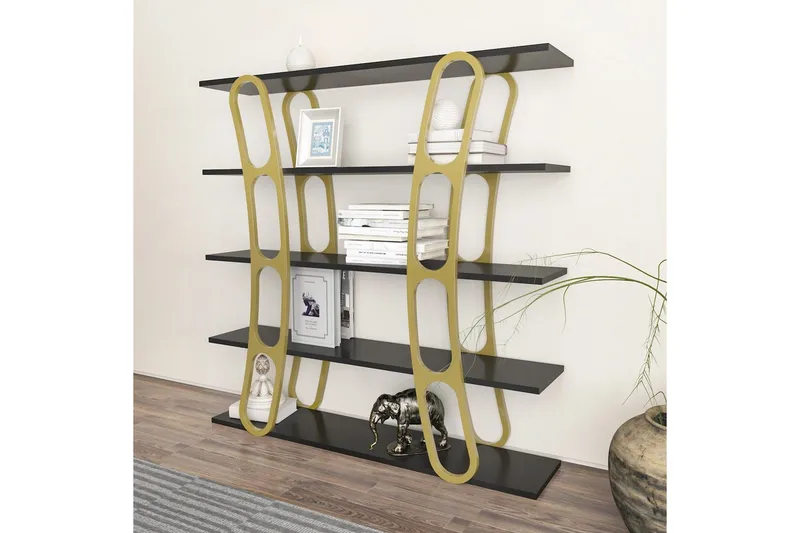 Bokhylle Quenla Svart / Gull - Svart / Gull - Oppbevaring - Hyller - Bokhylle