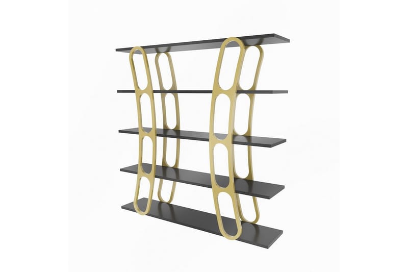 Bokhylle Quenla Svart / Gull - Svart / Gull - Oppbevaring - Hyller - Bokhylle