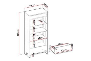Rathmore Bokhylle 72 cm i Eik - Sort - Oppbevaring - Hyller - Bokhylle