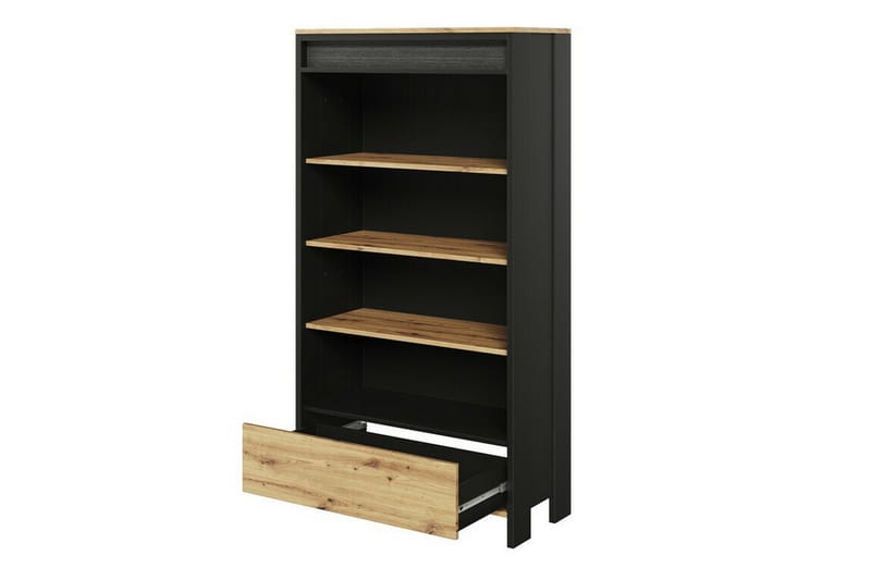 Rathmore Bokhylle 72 cm i Eik - Svart - Oppbevaring - Hyller - Bokhylle
