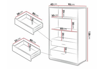 Rathmore Bokhylle 90 cm i Eik - Svart - Oppbevaring - Hyller - Bokhylle