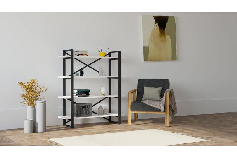 Rinorea Bokhylle 106x120 cm - Hvit - Oppbevaring - Hyller - Bokhylle